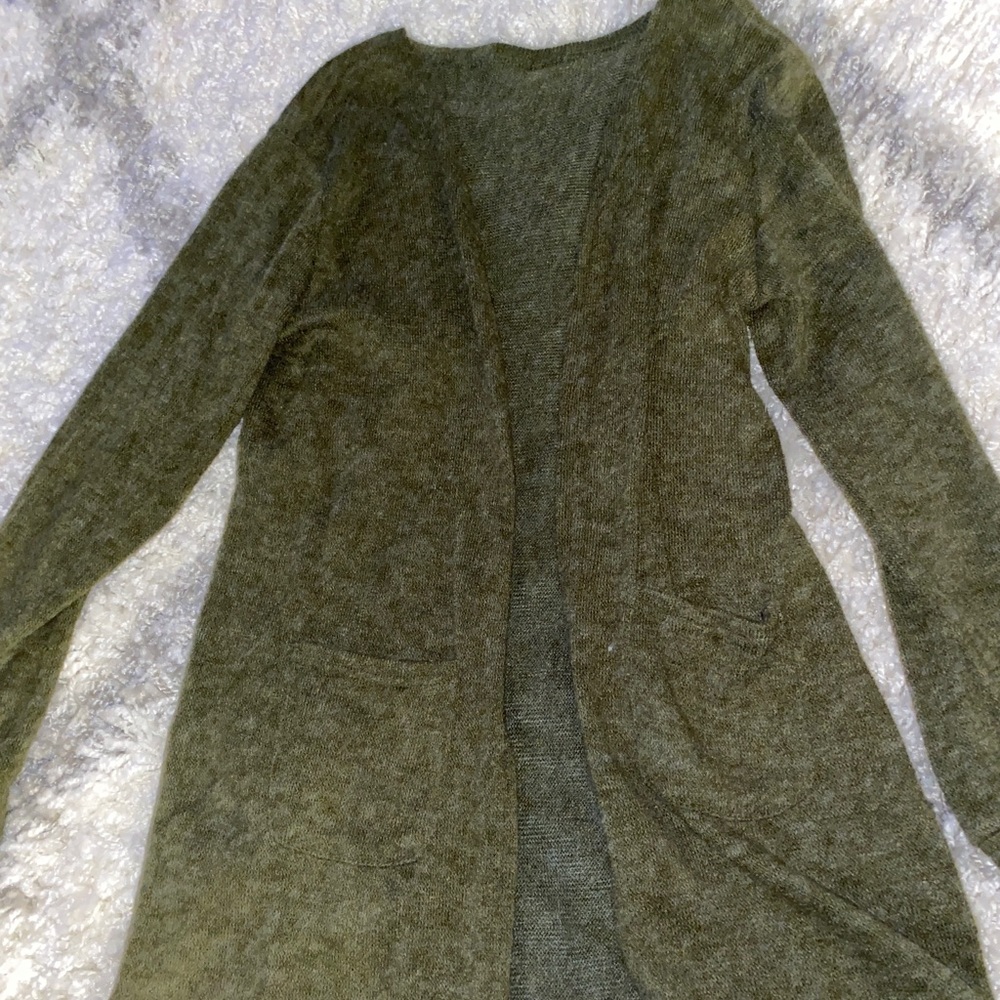 Army green cardigan. Size: small